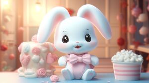 a cute 3d image of cinnamoroll sitting and smiling