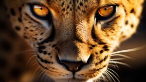 A captivating wallpaper showcasing the intense and focused gaze of a cheetah capturing its raw energy and predatory nature