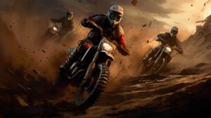 A pack of dirt bikers conquering tough terrain generating an energetic and thrilling wallpaper