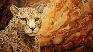 Artistic rendering of a cheetah's spots, forming a mesmerizing pattern against a background of muted colors