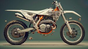 Celebrate the intricate details of a dirt bikes mechanical beauty with this artistic wallpaper showcasing its off road prowess
