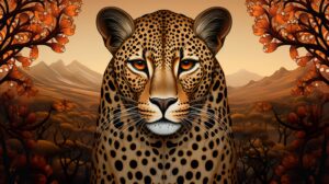 Mesmerizing pattern of a cheetahs spots against a backdrop of muted colors in an artistic rendering wallpaper