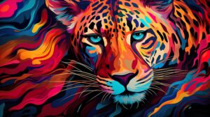 The file named blending fluid lines and bold colors to create a visually striking wallpaper.jpg contains an abstract cheetah artwork with fluid lines and bold colors