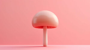 Soft pastel backdrop showcases a single and charming mushroom in a minimalist design filename minimalist mushroom wallpaper.jpg