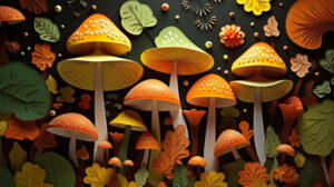 Transform your screen into a charming nature inspired display with this delightful wallpaper showcasing a playful arrangement of tiny mushroom patterns