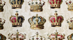 A classic wallpaper featuring intricate crowns reminiscent of vintage inspiration exuding a timeless allure captured in the file ornate charm in crowns.jpg