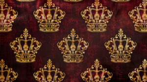A wallpaper featuring a crown silhouette pattern set against a luxurious deep background radiating extravagance