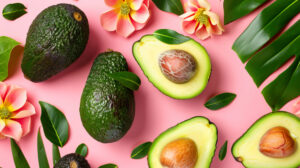 Aesthetic avocado collage, blending different avocado related elements into a visually pleasing composition