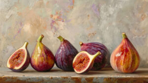 Aesthetic representation capturing the ripe figs in all their natural beauty can be found in the wallpaper named Figs in Various Ripeness Stages