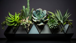 An elegant touch is brought to your screen with a geometric arrangement of agave succulents in this wallpaper