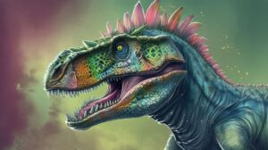 Another wallpaper of a colorful dinosaur on a colorful background