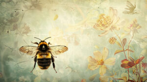 Bee wallpaper featuring a vintage style and faded dreamy background in the image file vintage style bee wallpaper with a faded dreamy background.jpg
