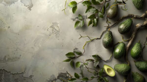 Botanical elegance portrayed by intermingled branches of avocado trees creates an exquisite touch in this wallpaper