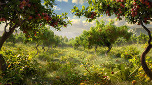 Capturing an abundance of ripe figs in their natural setting the wallpaper features a scene from a fig orchard titled Fig Orchard Abundance.jpg