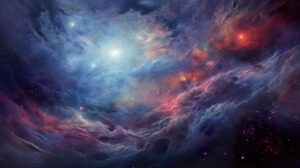 Capturing the cosmic beauty and vastness this wallpaper showcases a galaxy painting filled with ethereal nebulas