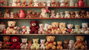 Charming and nostalgic this wallpaper showcases a collection of vintage style teddy bears