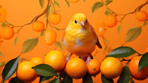 Cheerful wallpaper showcasing a lively orange bird with an inquisitive expression bringing delight to your screen