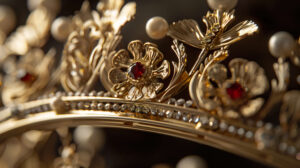 Detailed craftsmanship of a royal crown is highlighted in this wallpaper showcasing its intricate details