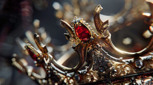Detailed craftsmanship of a royal crown is showcased in a wallpaper close up featuring intricate details