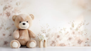 Dreamy and gentle atmosphere captured in wallpaper featuring watercolor inspired teddy bears