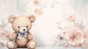 Dreamy atmosphere captured in watercolor inspired teddy bear wallpaper