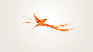 Elegantly depicting a moving orange bird this minimalist designed wallpaper showcases a captivating silhouette