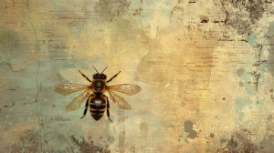 Faded and dreamy the vintage bee wallpaper showcases a nostalgic aesthetic with its retro inspired style on a soft background