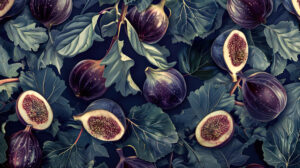 Fig pattern in rich, deep hues, forming an exquisite and visually appealing design