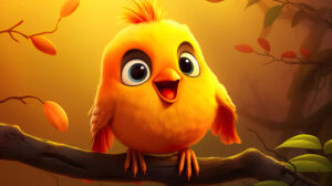 Joyful wallpaper showcasing a playful orange bird with a curious expression