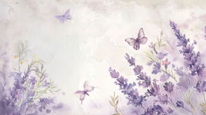 Lavender and butterfly watercolor inspired wallpaper, creating a soft and graceful ambiance