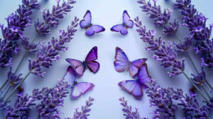Lavender butterflies gracefully embellish your screen in a symmetrical formation enhancing its visual appeal wallpaper