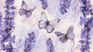Lavender butterfly pattern in soft pastel shades, forming a soothing and enchanting wallpaper