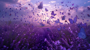 Mesmerizing lavender butterflies create a captivating display amidst a field of lavender. 106 characters