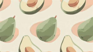 Minimalist avocado pattern in soft pastel hues, perfect for a serene and modern look