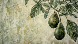 Nostalgic and timeless the vintage style avocado wallpaper showcases faded tones evoking a sense of nostalgia