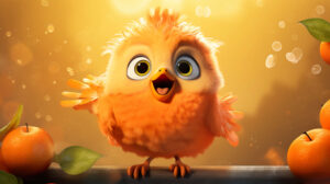 Playful orange bird with a curious expression, bringing joy to your wallpaper