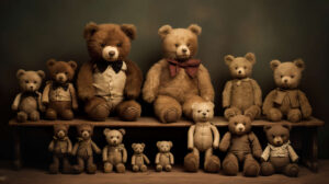 Sepia toned vintage teddy bears exude an everlasting charm in these captivating wallpapers