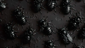 Shadow and highlight focused wallpaper with depth featuring monochromatic bees