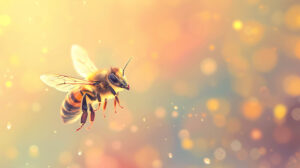 Soft gradient radiates a soothing calming atmosphere in the pastel honeybee wallpaper