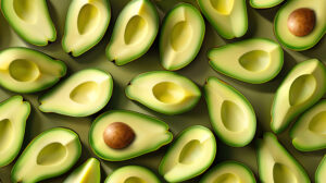 Sophisticated wallpaper featuring avocado slices arranged in a geometric pattern