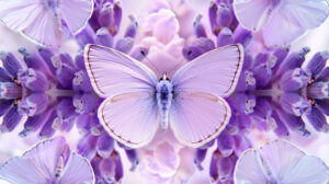 Symmetrically arranged lavender butterflies enhance the aesthetics of your wallpaper in this captivating composition