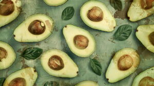 Vintage style avocado wallpaper with faded tones, creating a nostalgic and timeless feel