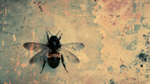 Vintage style bee wallpaper with a faded, dreamy background