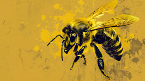 Visually pleasing wallpaper featuring a creative blend of various bee related elements in an aesthetic collage