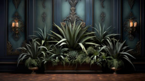 Visually pleasing wallpaper with a balanced arrangement of symmetrical agave