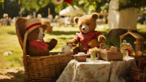 Wallpaper Tedd Bear Picnic Scene Reliving the bliss of childhood through your screen