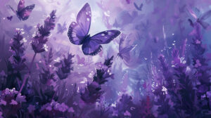 Wallpaper featuring lavender butterflies showcased with delicate patterns and ethereal wings in an artistic depiction