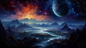Wallpaper unveiling celestial tapestry strewn with distant planets and shimmering stars galactic vista.jpeg