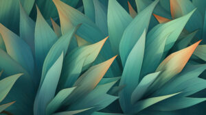 Wallpaper with a gradient backdrop featuring an agave pattern transitioning from warm to cool tones