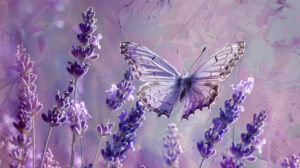 Wallpaper with a serene lavender butterfly collage against a lavender infused background